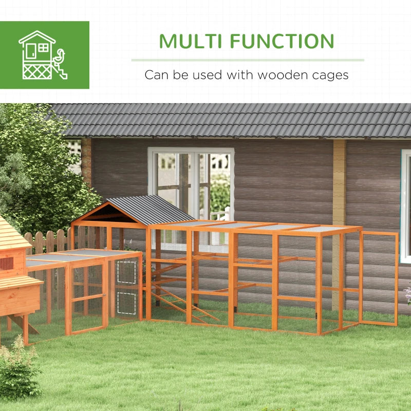 Wooden Chicken Coop Run for 6-10 Chickens with Storage & Perches