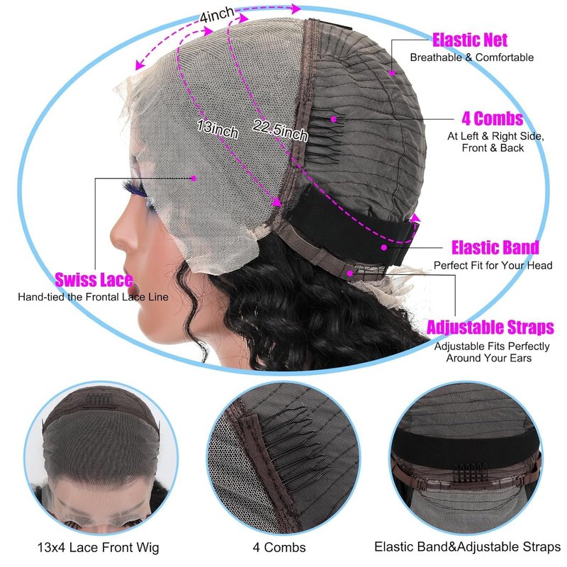 Deep Wave Human Hair Wig for Ladies - Natural Style, Multiple Lengths