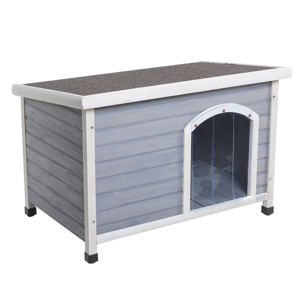 Outdoor Dog House with Waterproof Roof & Elevated Floor - Medium, Grey