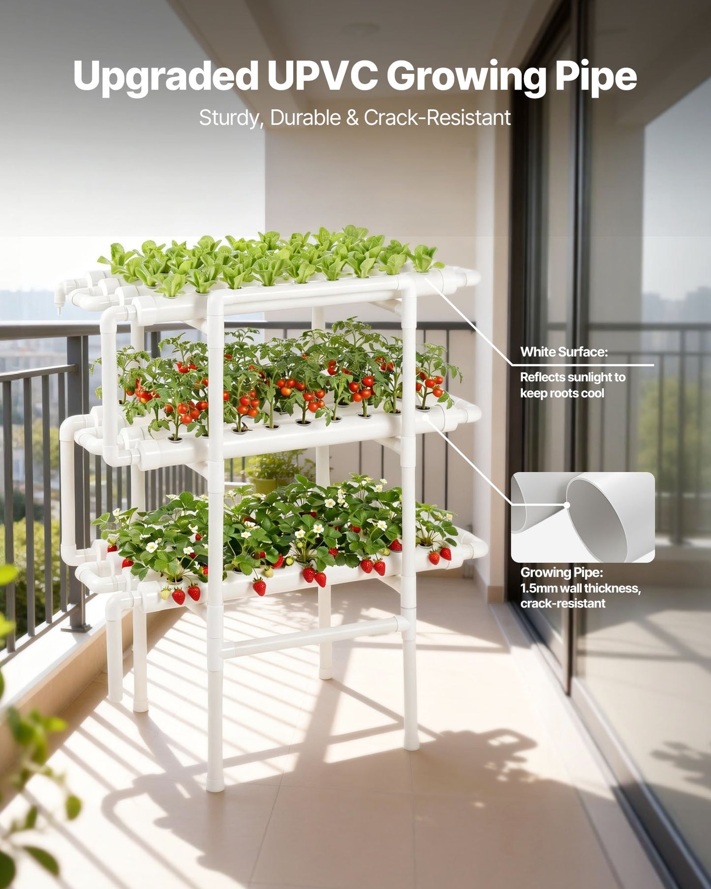 Hydroponic Growing System Kit 3-Tier 108 Sites Indoor Garden with Timed Irrigation