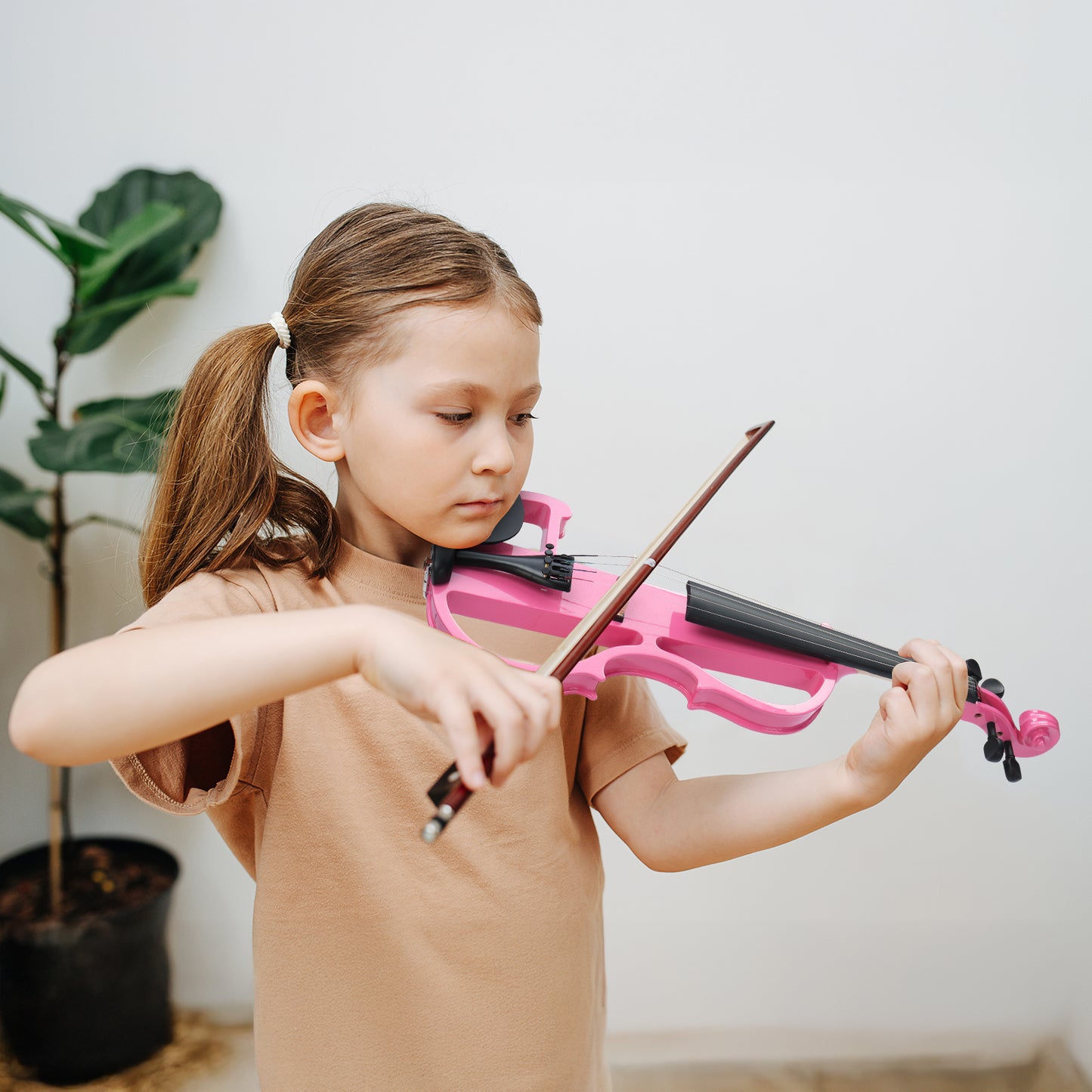 Electric Silent Violin with Case - 4/4 Size, Pink