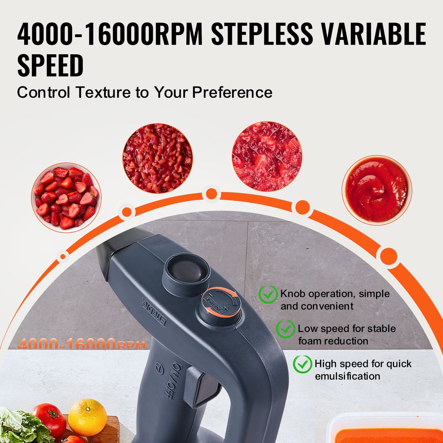 Commercial 350W Hand Blender for Soup & Sauces - Heavy Duty Kitchen Mixer, Blue