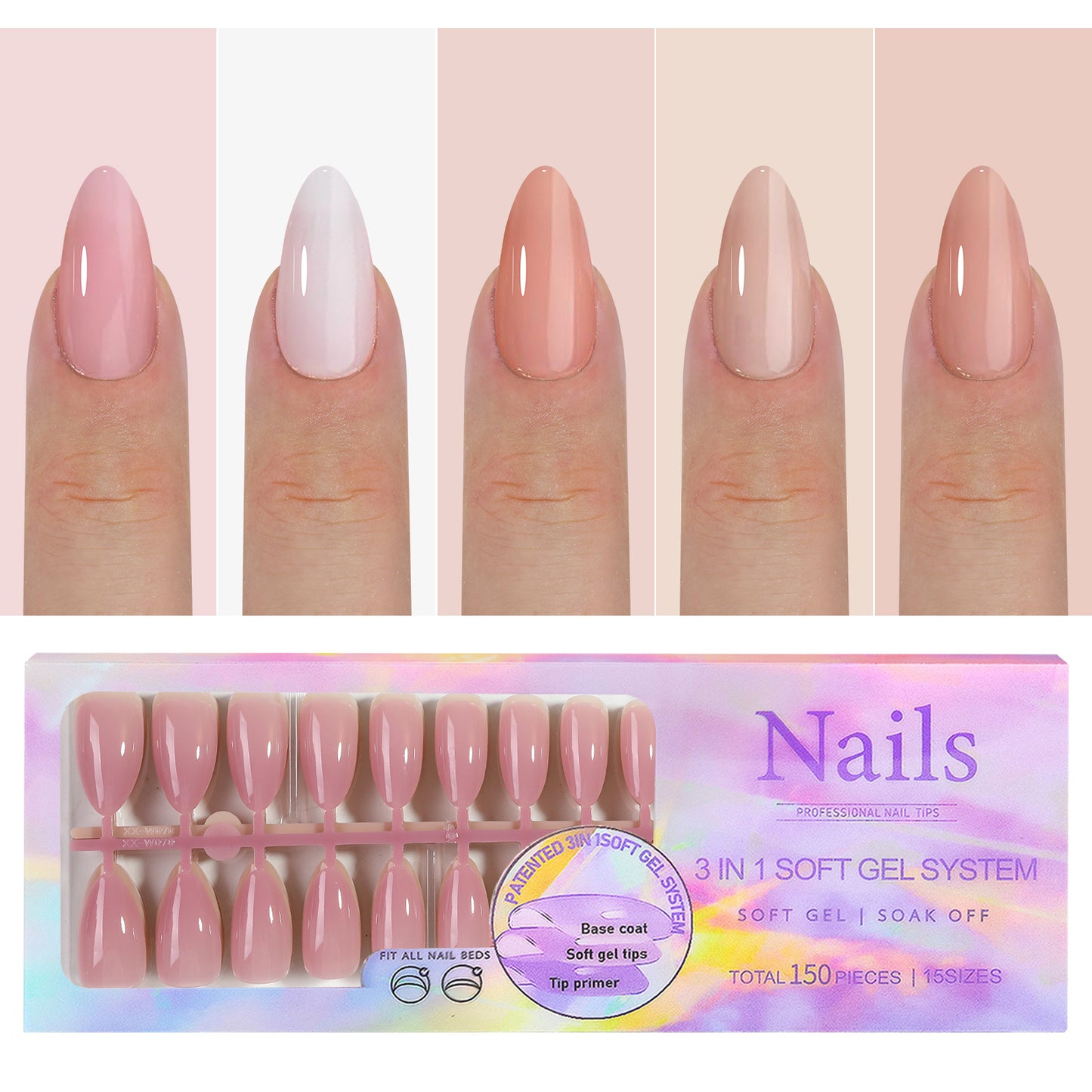 Manicure Nail Art & Wear Armor Set - French Seamless Detachable Tips