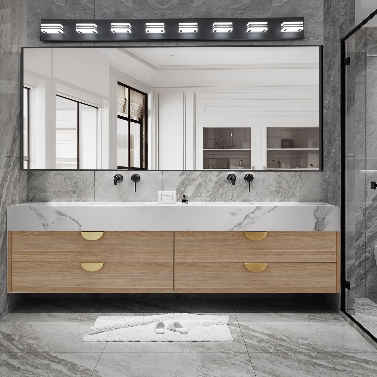 8-Light LED Vanity Light - Dimmable Bathroom Wall Fixture