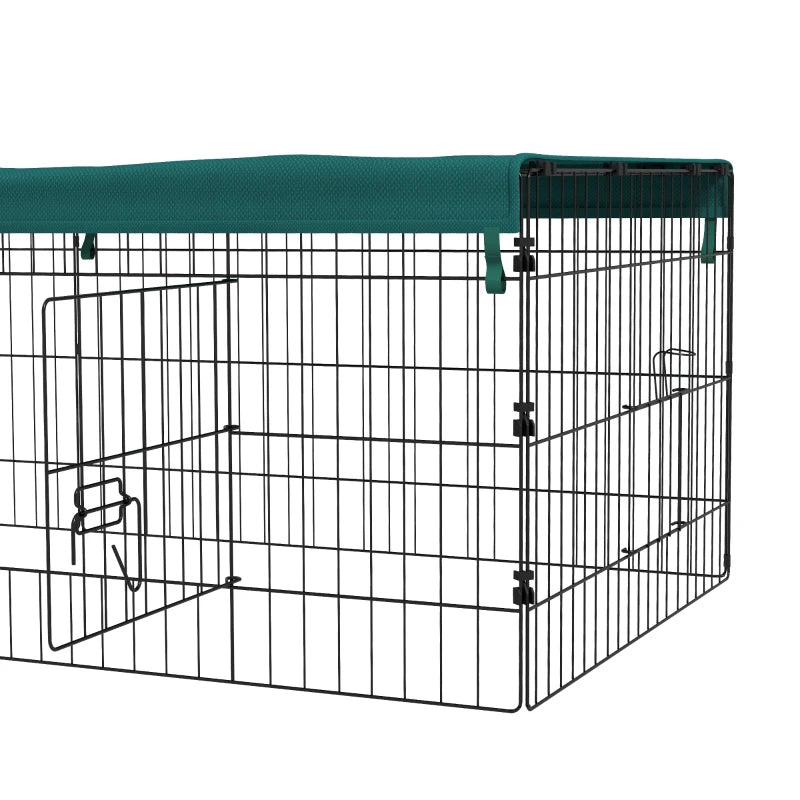 Small Animal Playpen with Roof for Rabbits, Chickens, Chinchillas - Indoor Outdoor Green