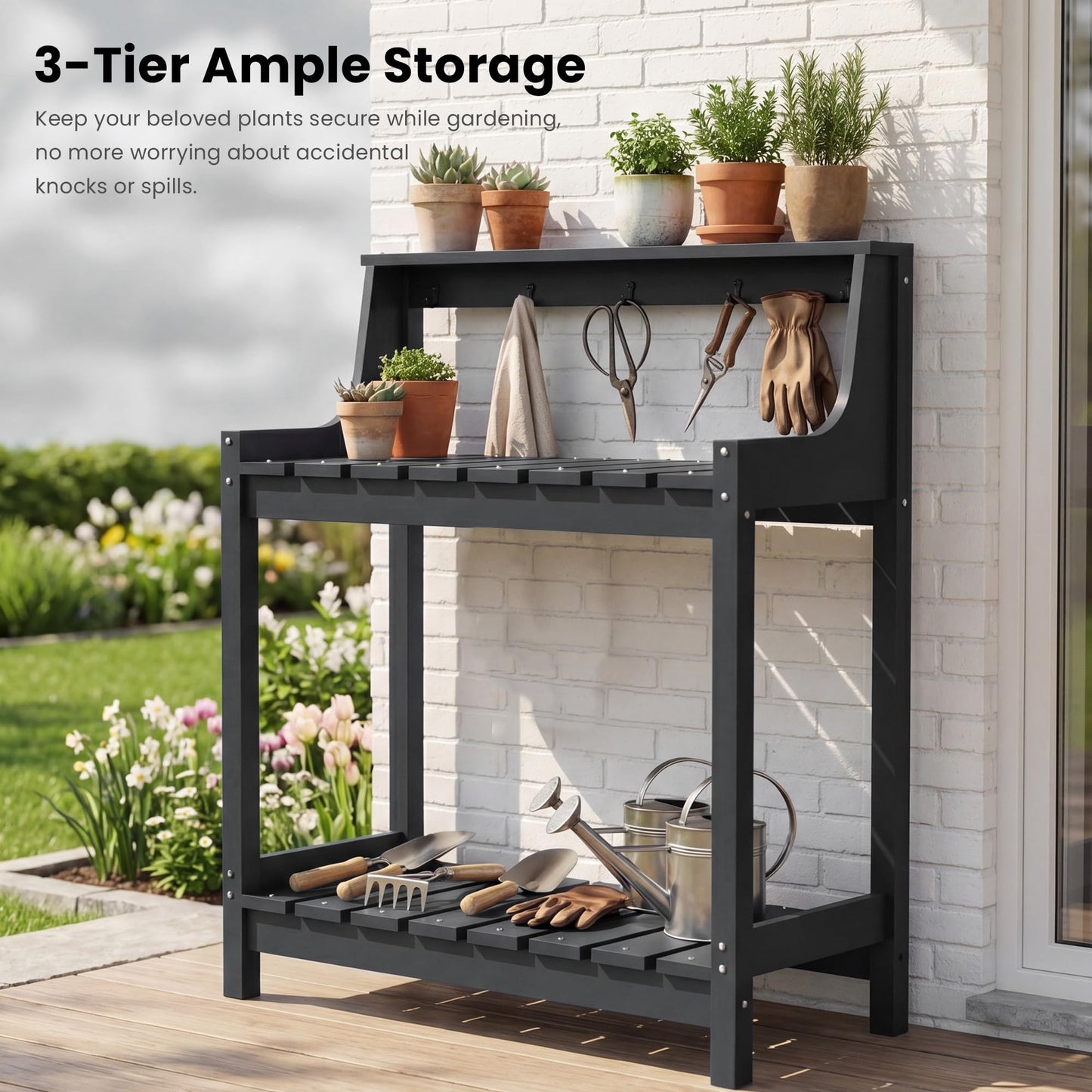 Potting Benches For Outside, HDPE Garden Table All Weather, Outdoor