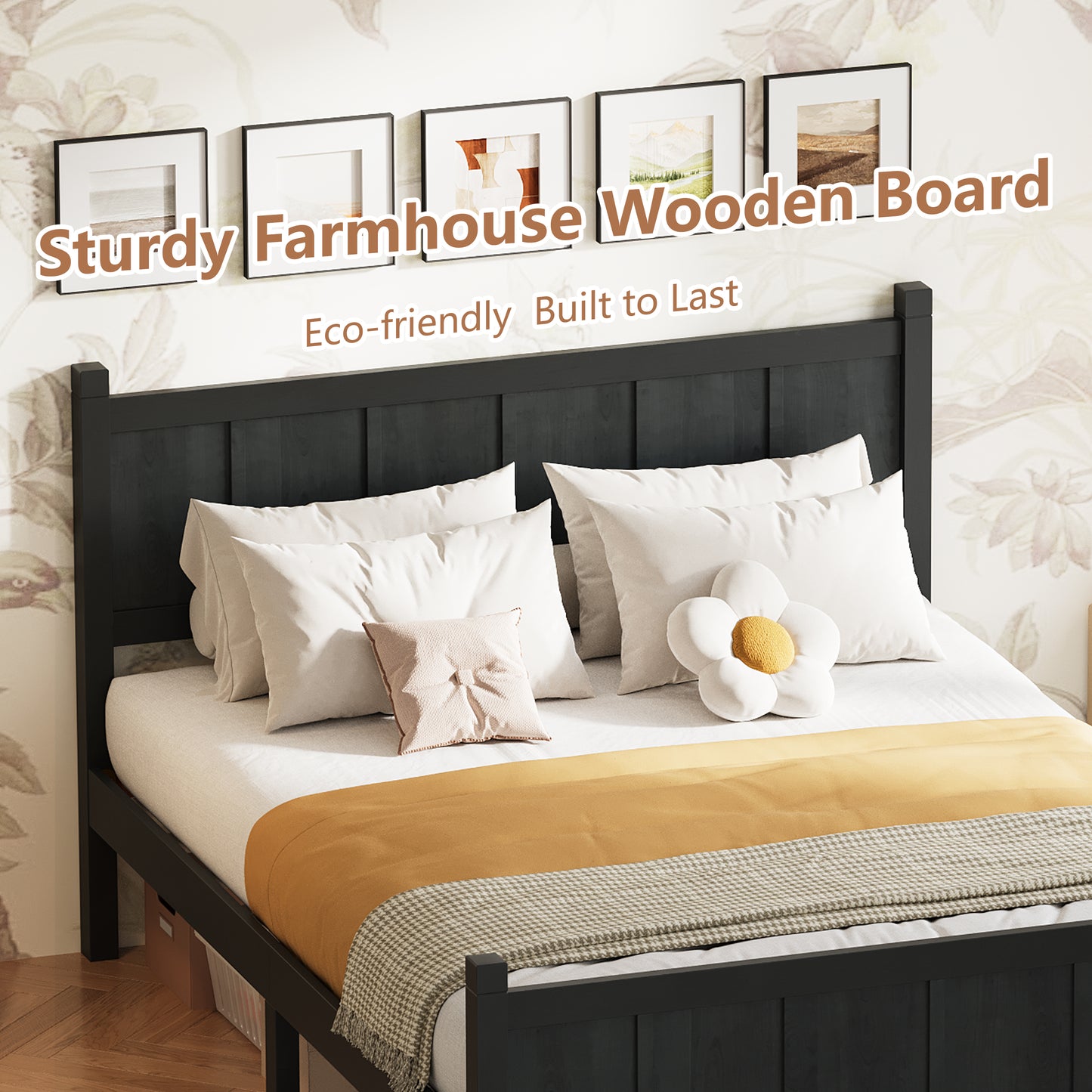 Full Size Flat Panel Bed With Headboard & Footboard, Minimalist