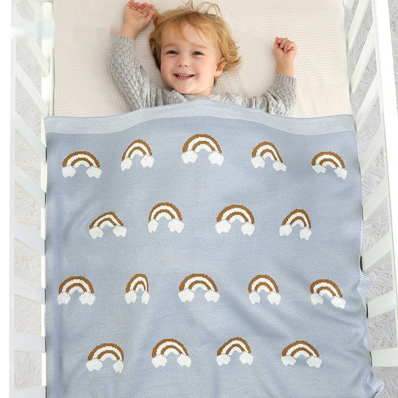 Baby Knitted Rainbow Cloud Blanket - Spring & Autumn Bedding for 70x90cm Kids