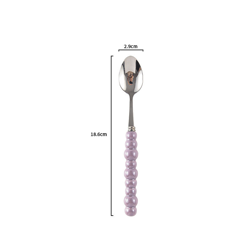 Ceramic Pearl Handle Cutlery Set - Spoon Fork Knife Household Dinnerware