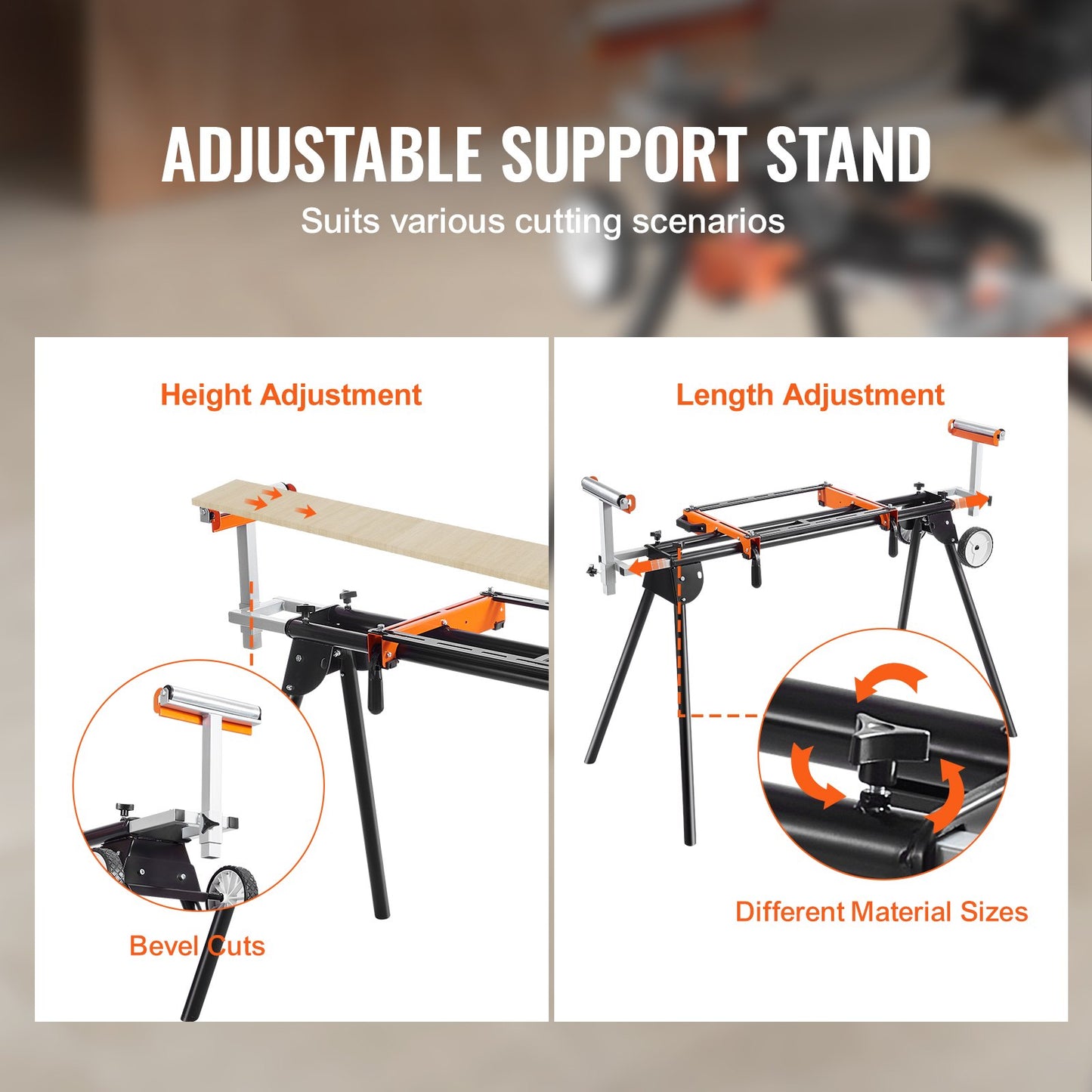 Heavy-Duty Miter Saw Stand with 550 lbs Load Capacity, Foldable & Adjustable