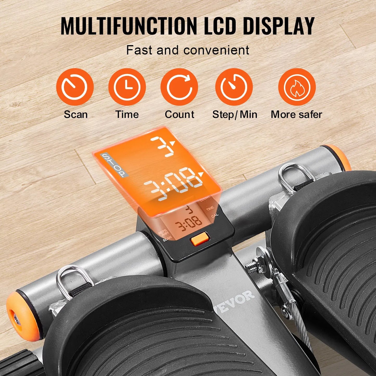 Mini Hydraulic Stepper with Resistance Bands for Home Exercise