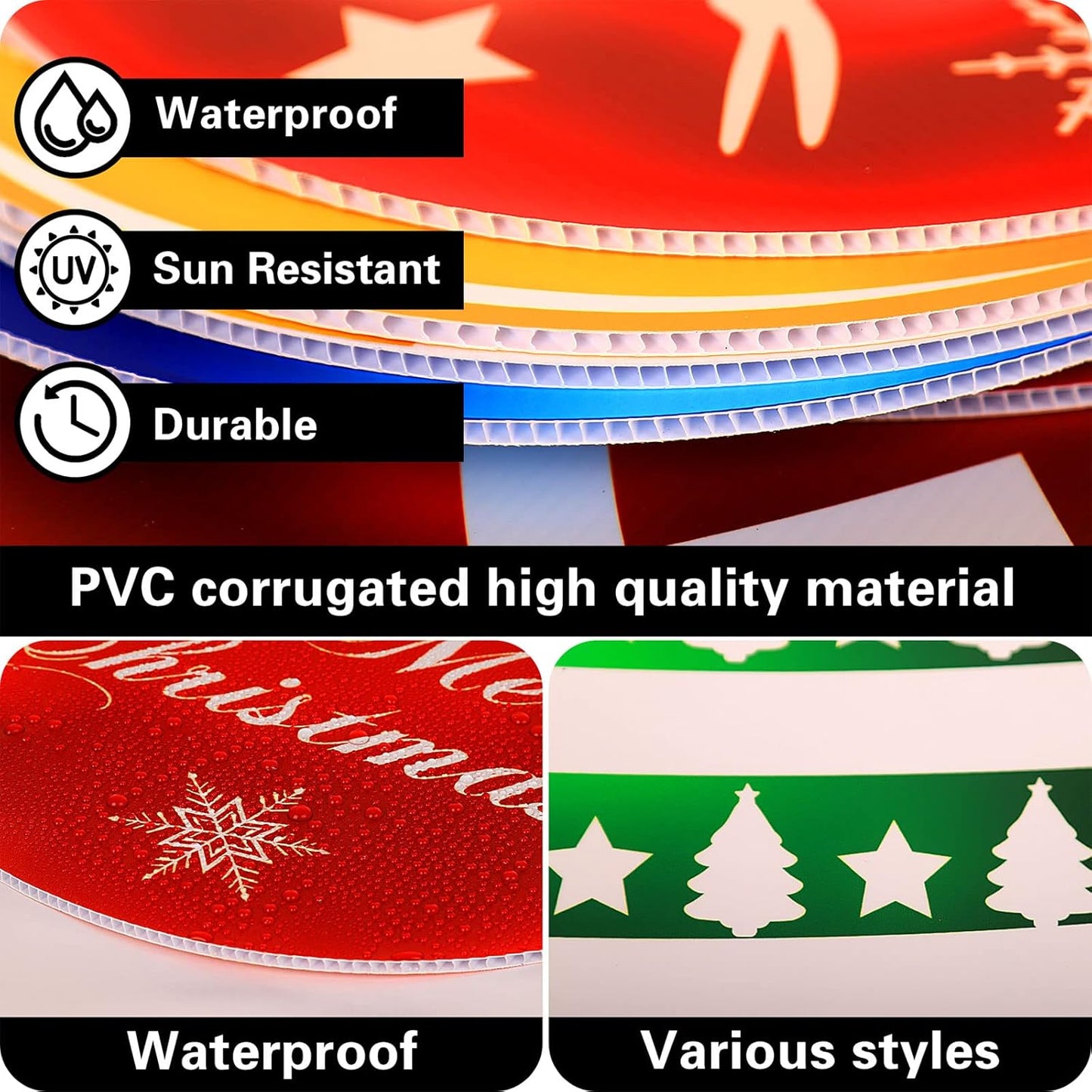 9-Piece Christmas Yard Sign Set with Stakes & Cords - Holiday Decor