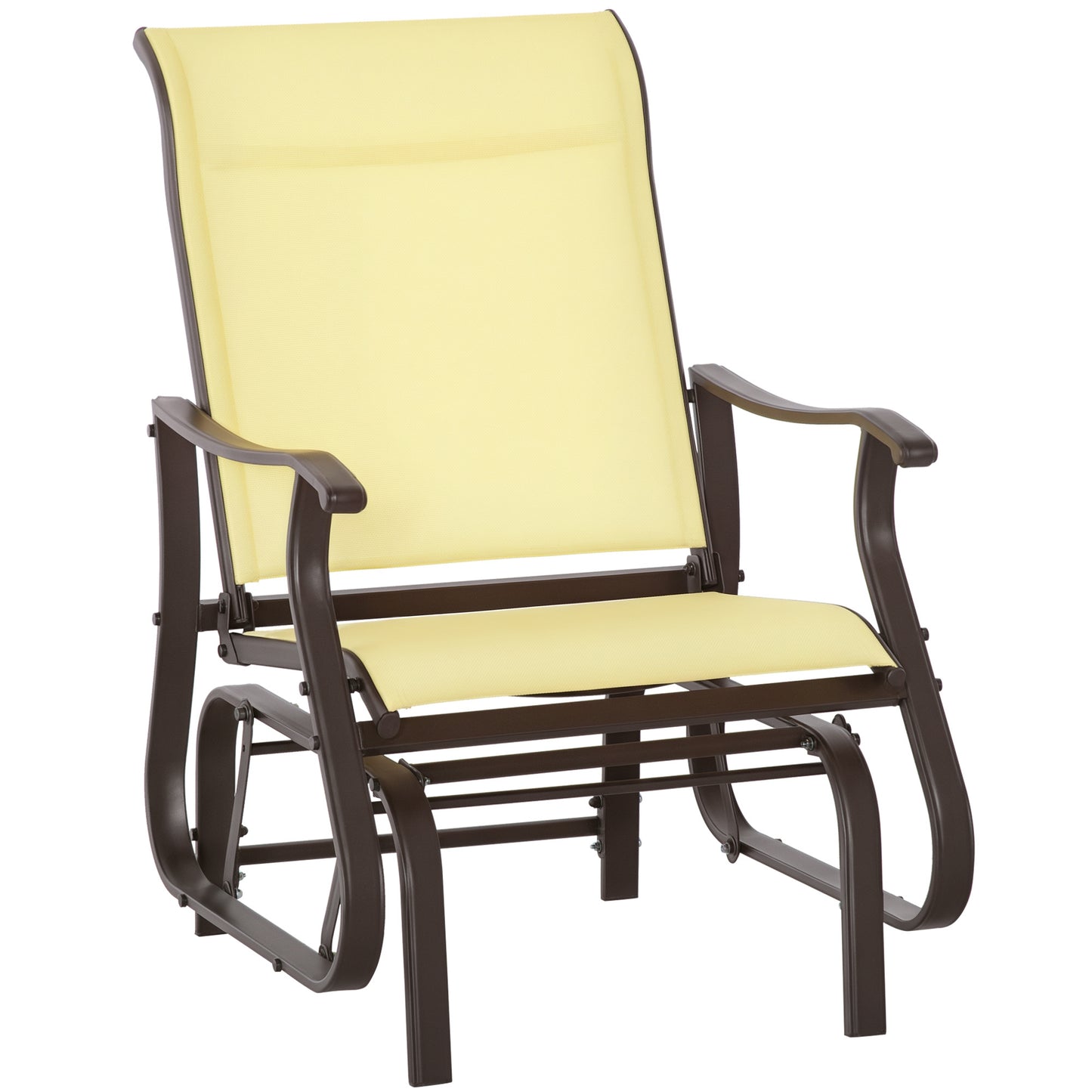 Outdoor Glider Chair with Steel Frame and Mesh - Beige