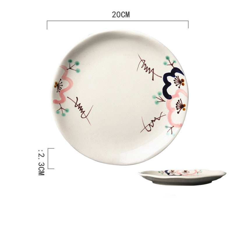 Ceramic Hand-Painted Western Style Breakfast Plate 8 Inch Microwave Safe