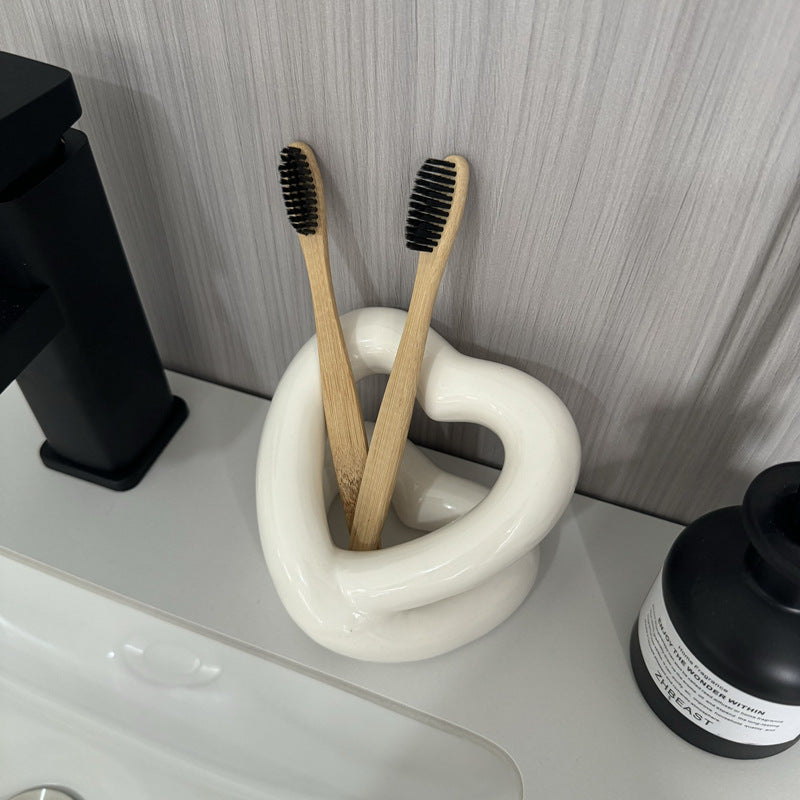 Ceramic Toothbrush Holder Couple Bathroom Storage Rack - Multiple Colors