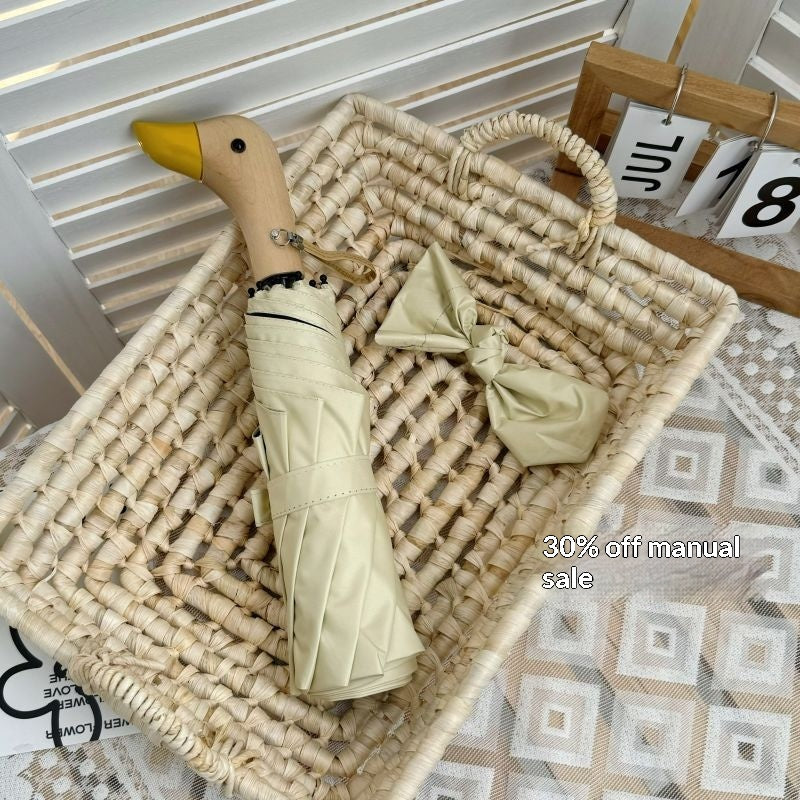 All-Weather 3-Fold Sun Umbrella with Duck-Head Handle UV Protection for Kids & Adults