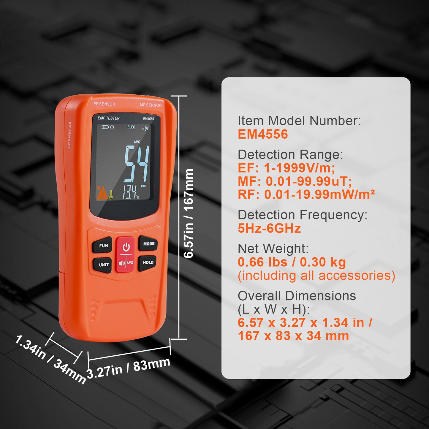 3-in-1 EMF Meter - Handheld Electromagnetic Radiation Detector