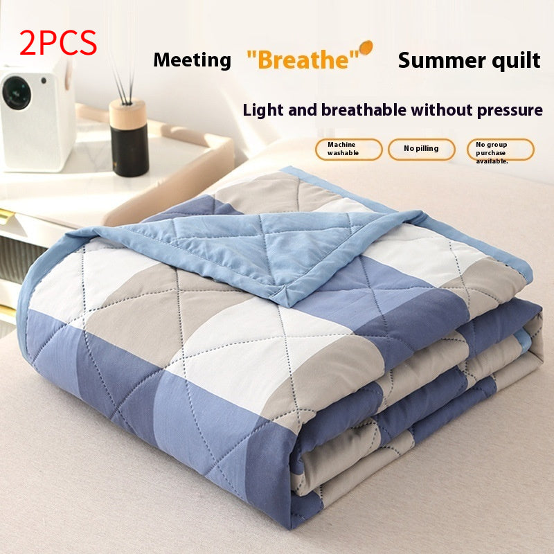 Washed Cotton Summer Quilt Blanket - Non-Printed, Lightweight, Multiple Sizes