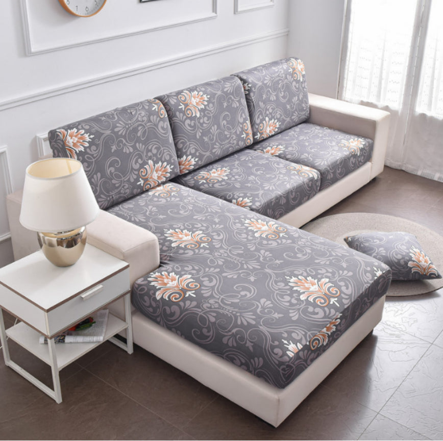 Stretch Sofa Seat Cover - Printed Milk Silk Cushion Protector for Home