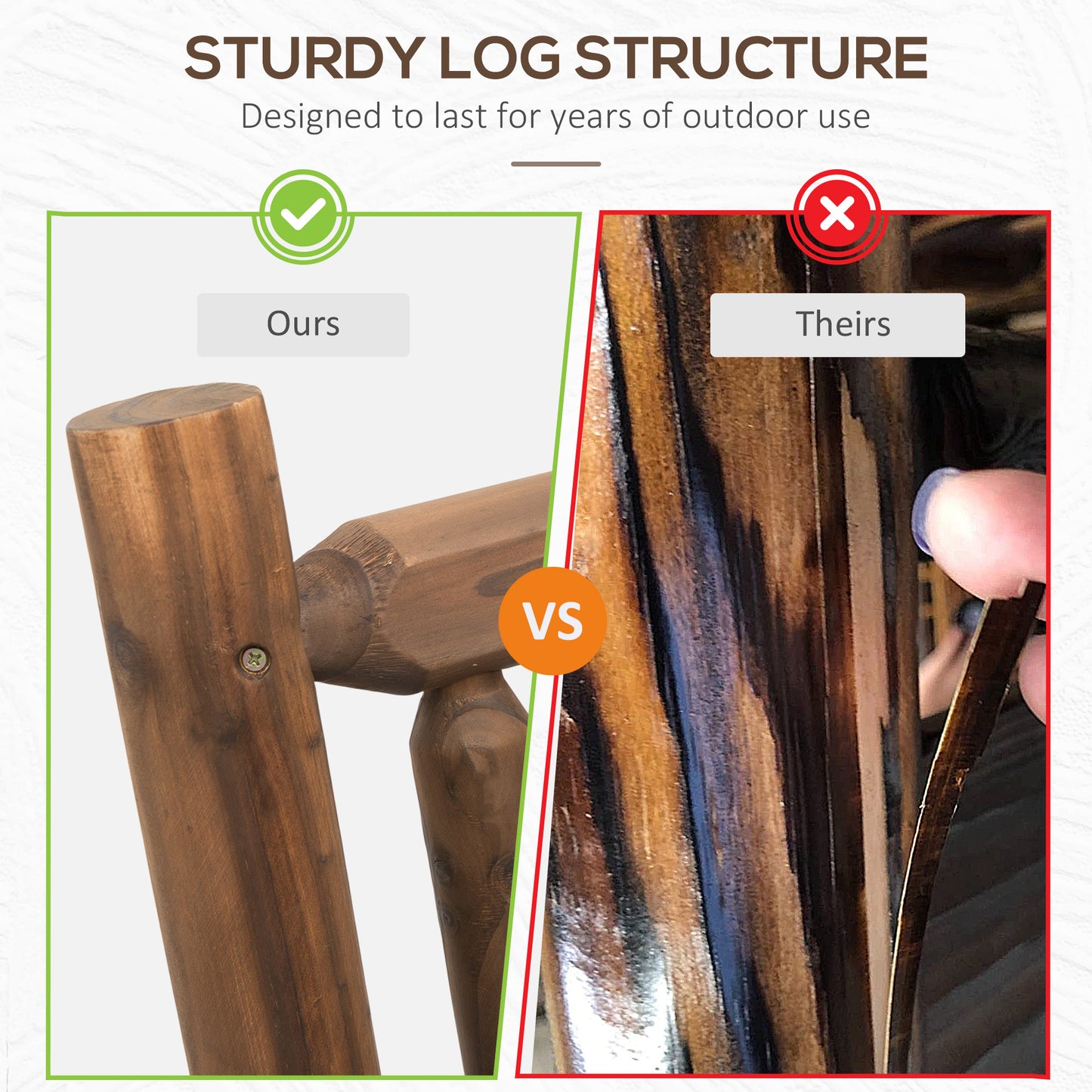 Wood Rocking Chair for Patio - Heavy Duty Loveseat, Walnut