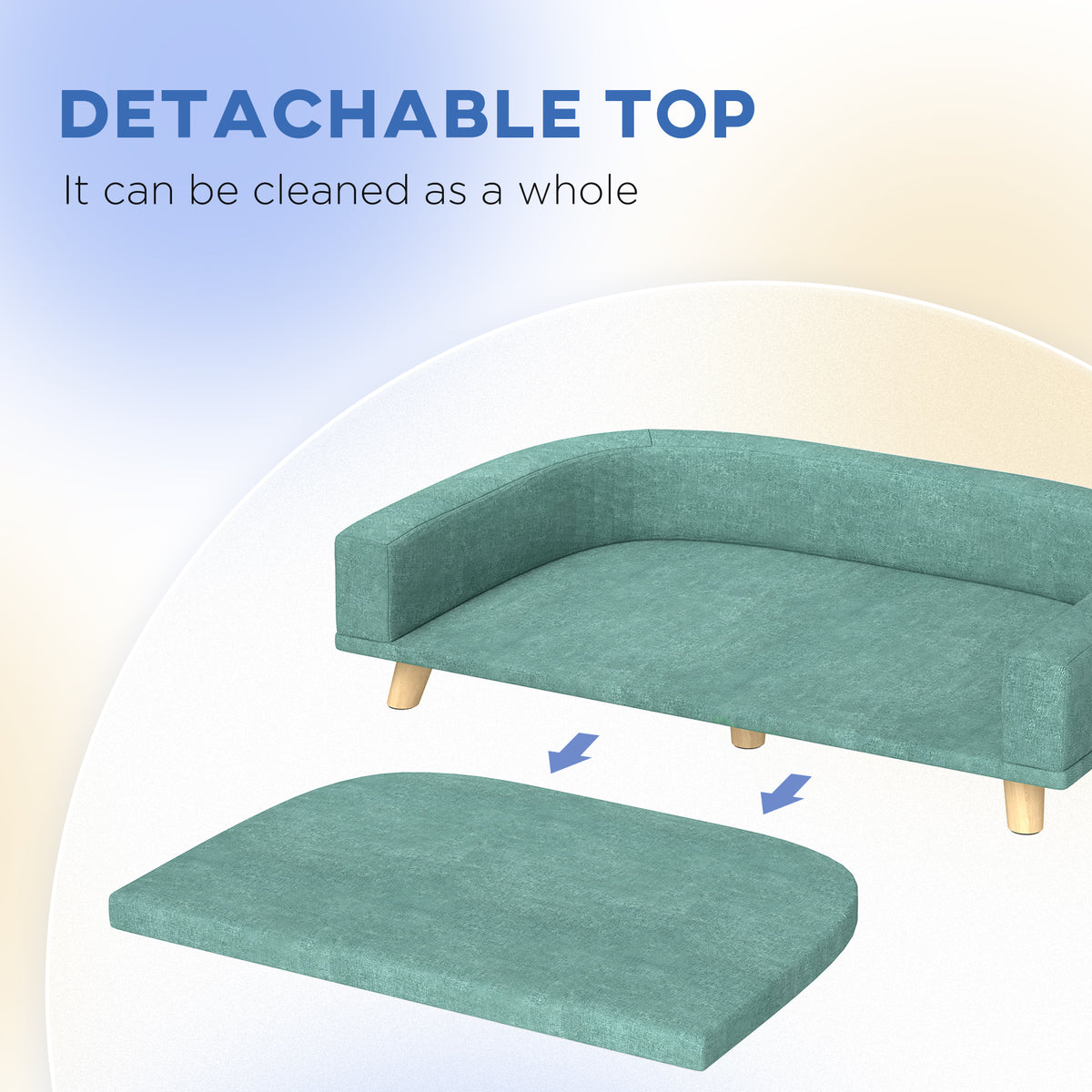 Large Dog Sofa Bed with Washable Cushion - Green Pet Couch & Lounge