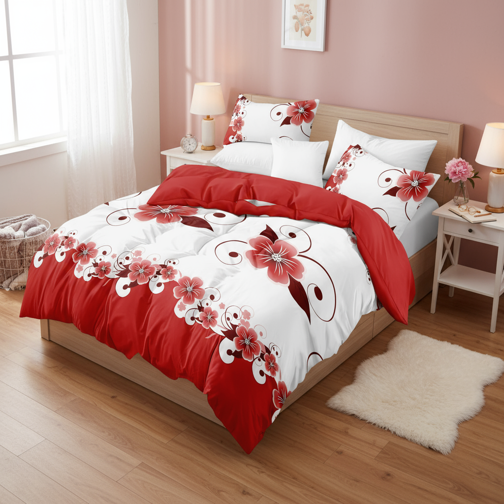 5-Piece Floral Duvet Cover Set - Reversible Botanical Bedding