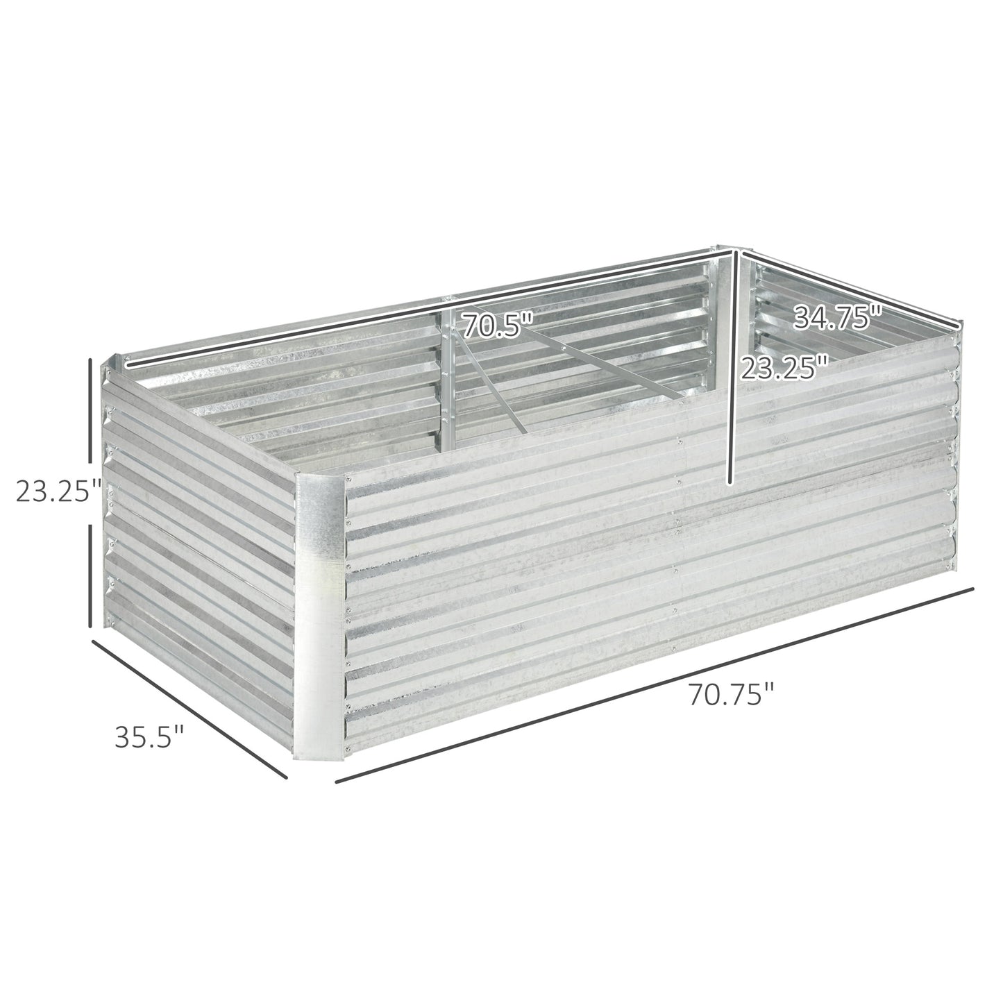 Galvanized Steel Raised Garden Bed – Outdoor Planter with Reinforced Rods, 71 x 36 x 23 Inches