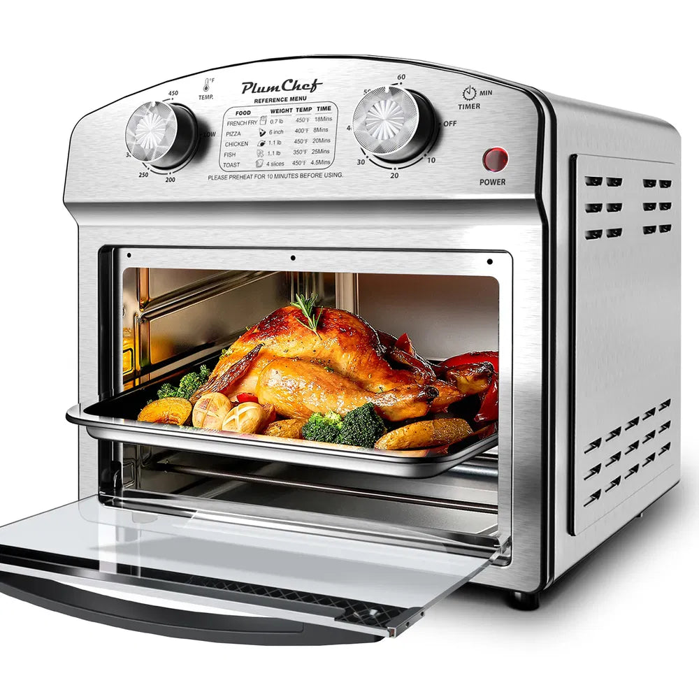 12L Stainless Steel Air Fryer with Dual Knob Control & Presets – Family Size Kitchen Appliance