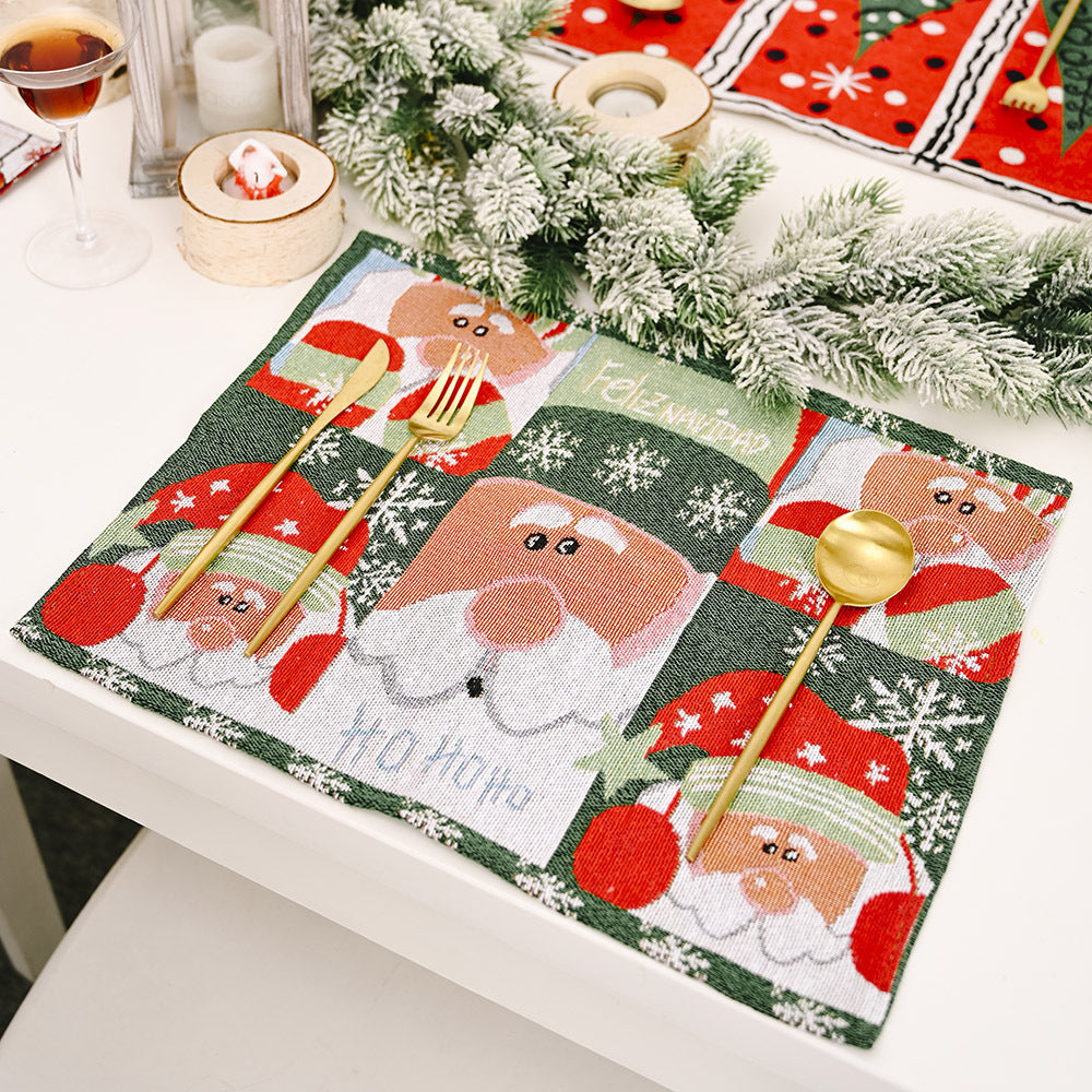 Christmas Knitted Cloth Placemats Set - Holiday Table Decor for Home