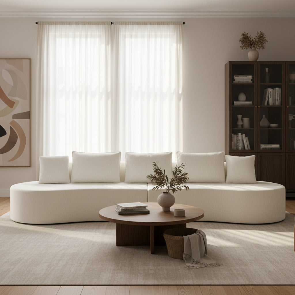 138.6 Modern Curved Modular Sectional Sofa With High-Density Fully