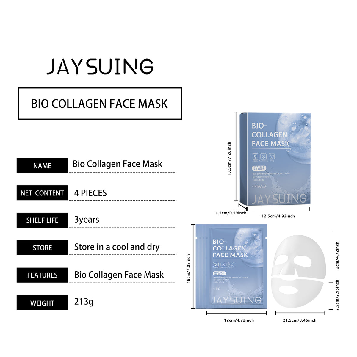 Collagen Moisturizing Facial Mask Boxed 4pcs 1 Box