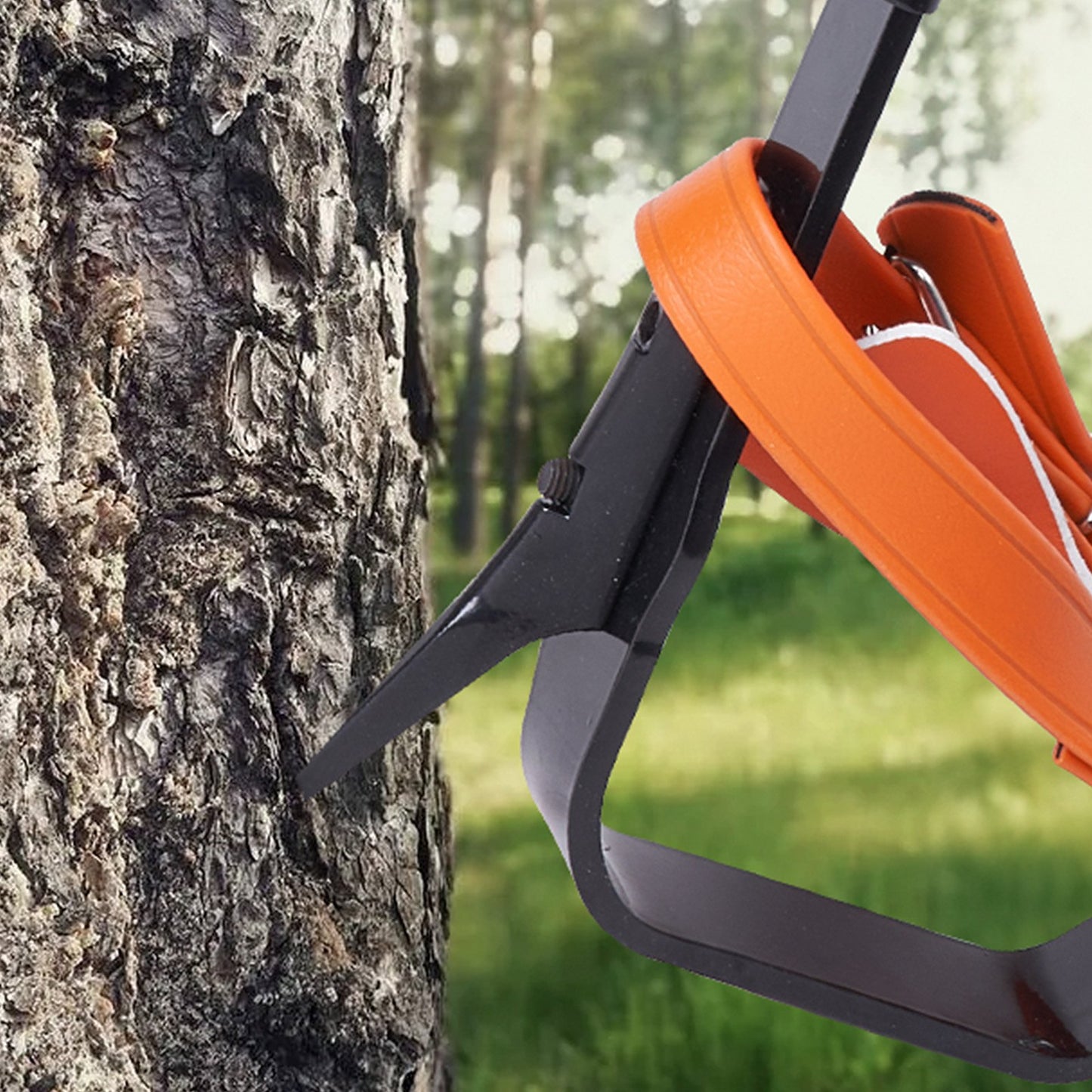 Tree Climbing Spikes Set with Safety Rope and Harness - Alloy Steel, Orange