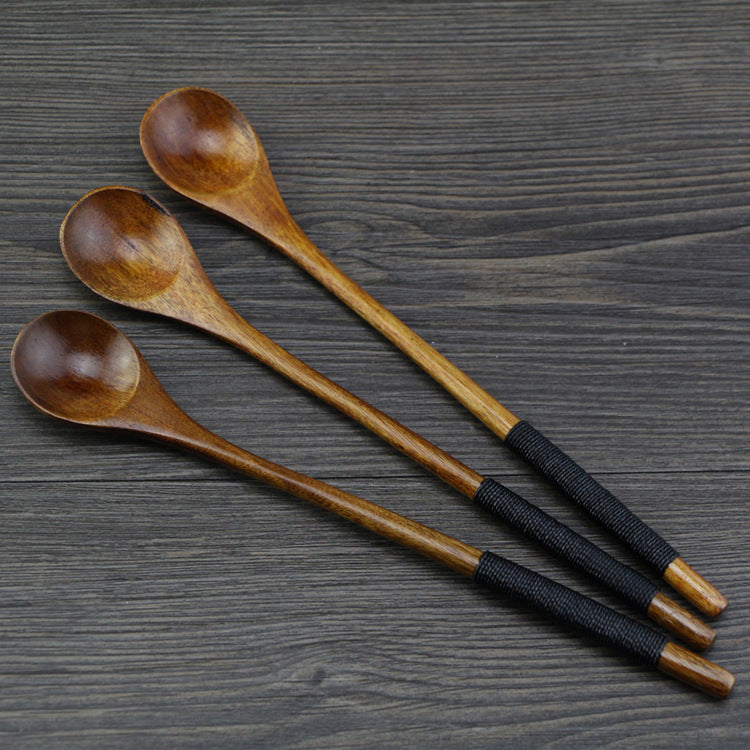 Long Wooden Mixing Spoon for Kitchen Use - Durable & Handcrafted