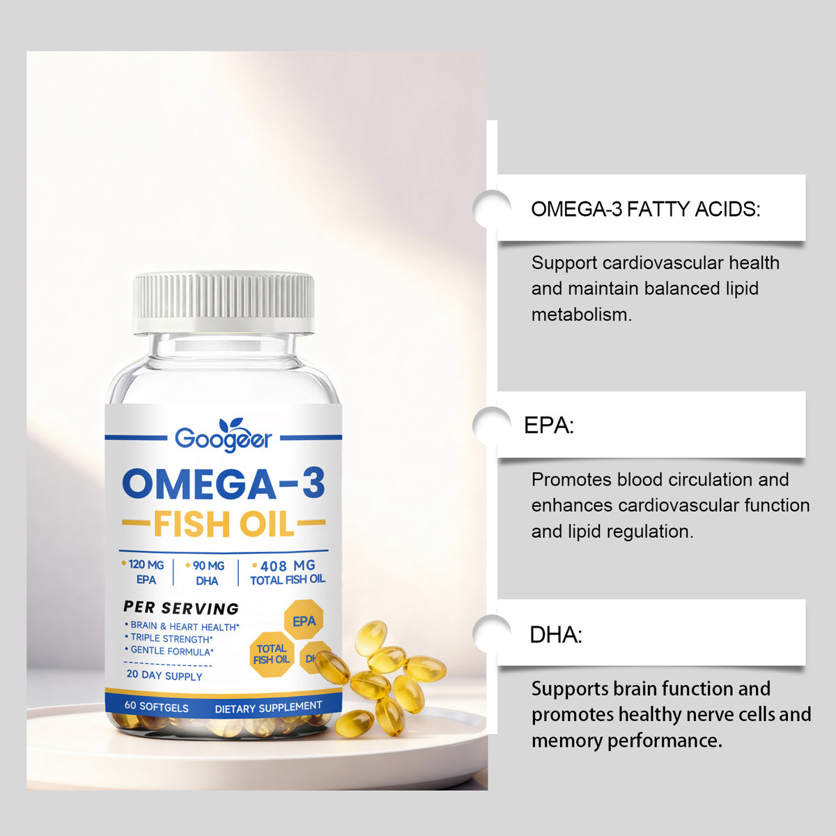 Omega-3 Fish Oil Softgels - 60 Capsules