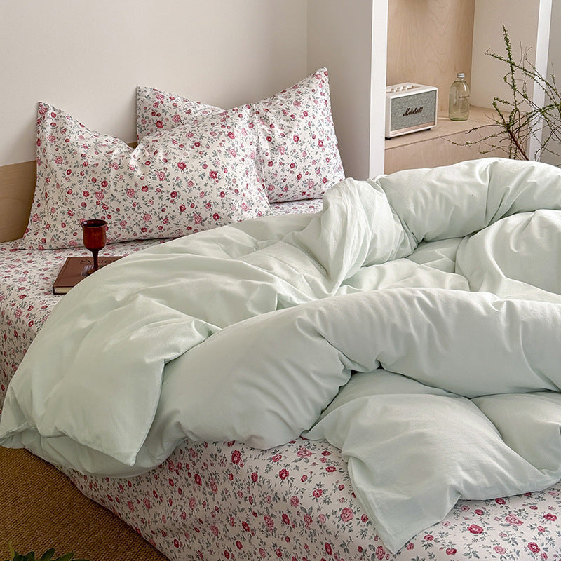Four-Piece Cotton Bed Sheet Set - Multiple Sizes & Patterns