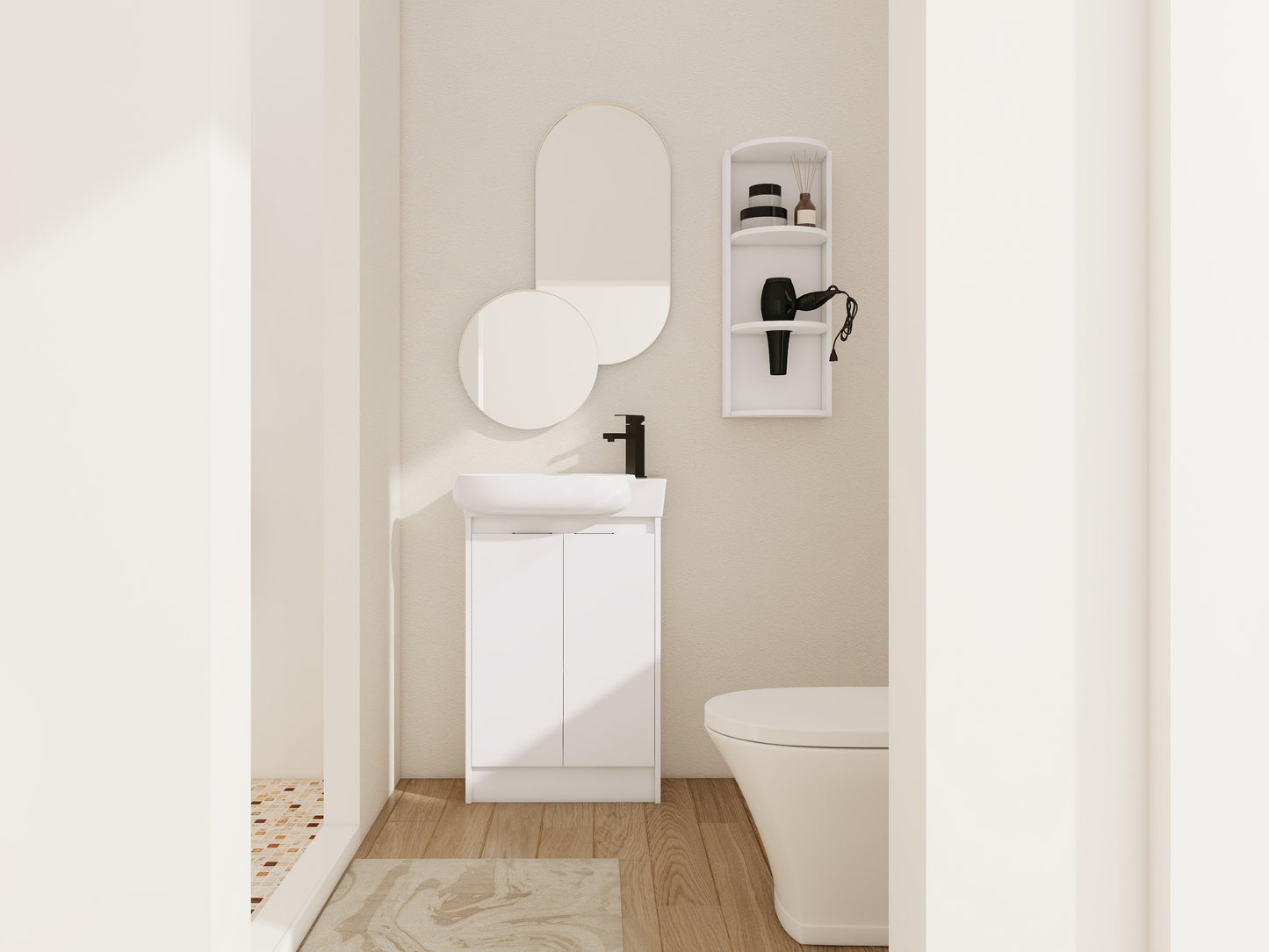 23 Freestanding Bathroom Vanity With Sink And Storage Rack, Soft