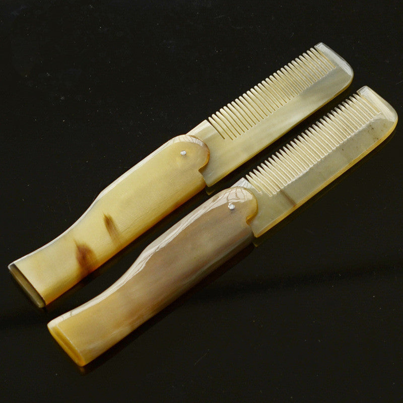 Portable Children's Horn Comb | Folding Ox Horn Hairbrush for Kids