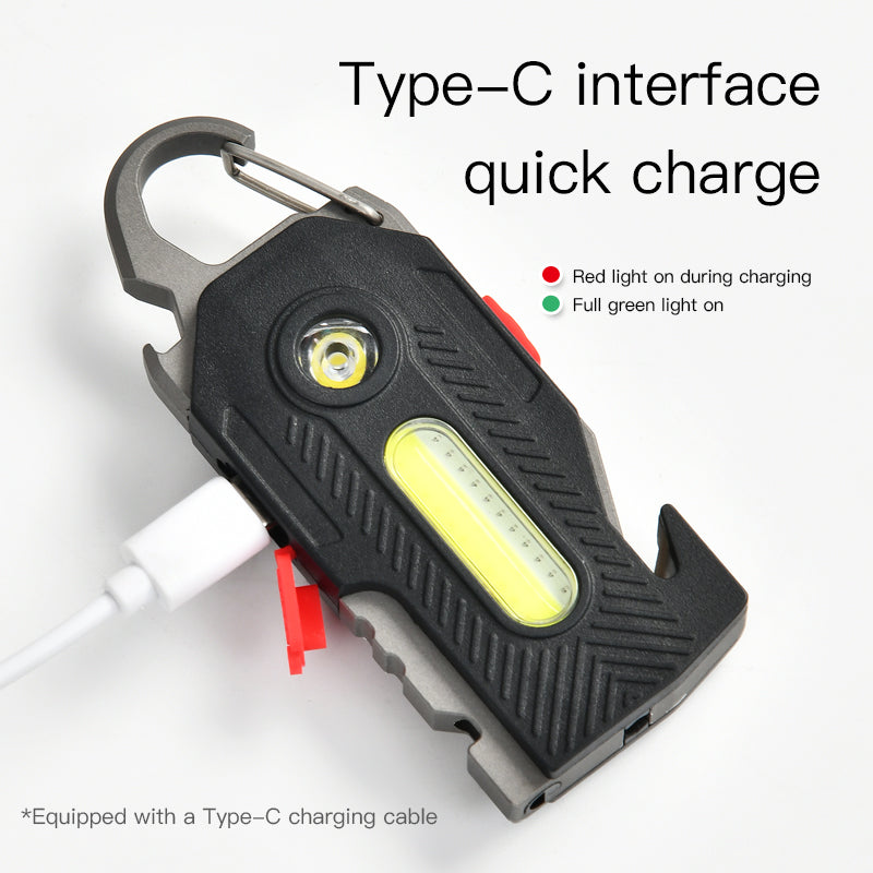 Multifunctional Emergency Camping Light with COB LED & Keychain - Bright Portable Work & Outdoor Light