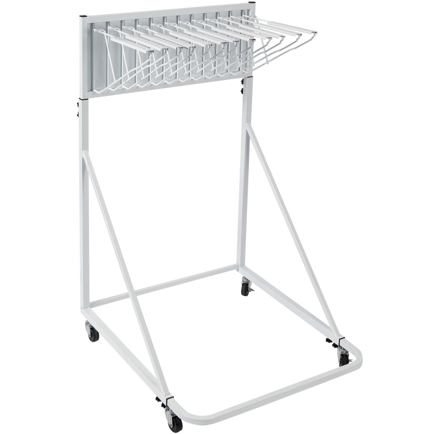 Mobile Blueprint Storage Rack with 12 Pivot Brackets - White