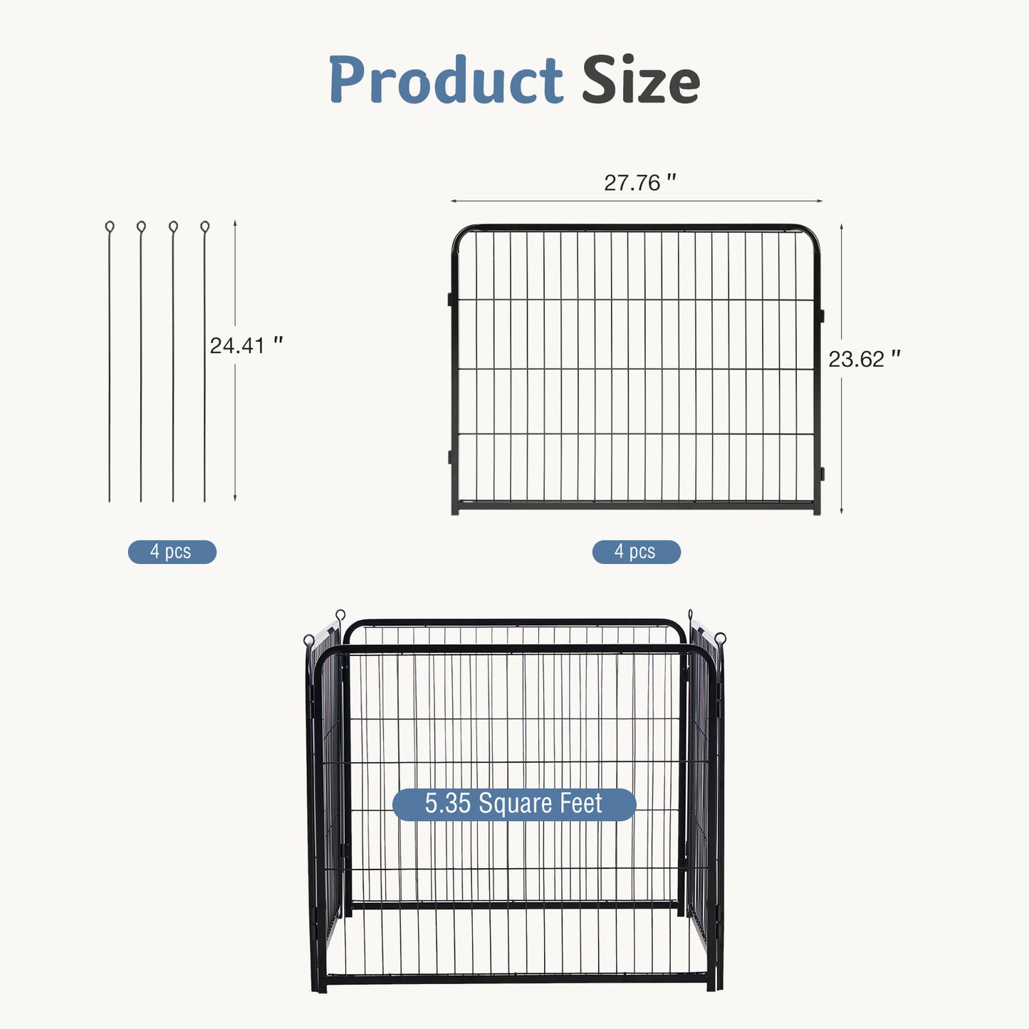 Foldable Metal Pet Fence with Door for Indoor & Outdoor Dog Safety - Multiple Sizes