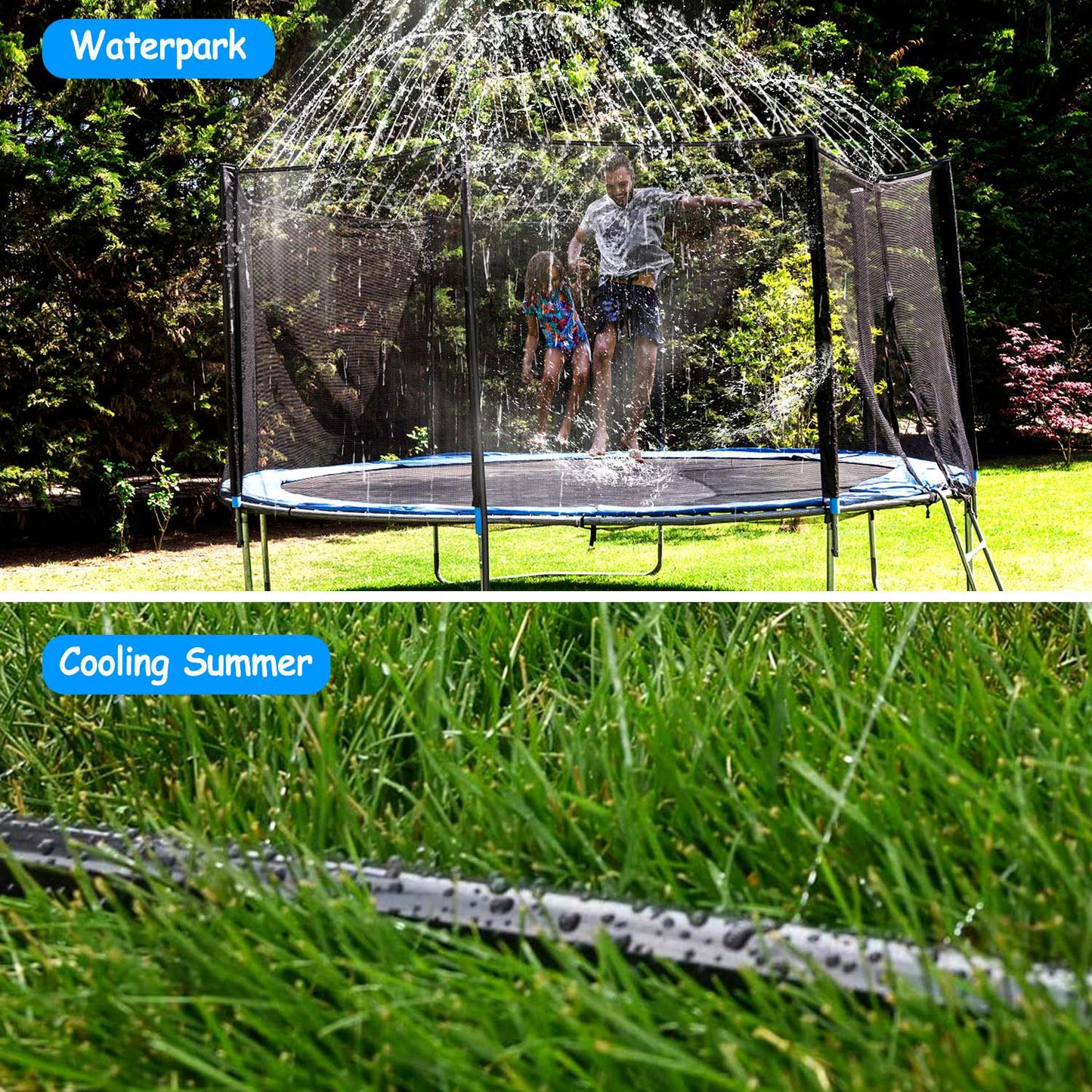 Kids Trampoline Sprinkler Water Park Toy 39ft Outdoor Water Game Summer Fun