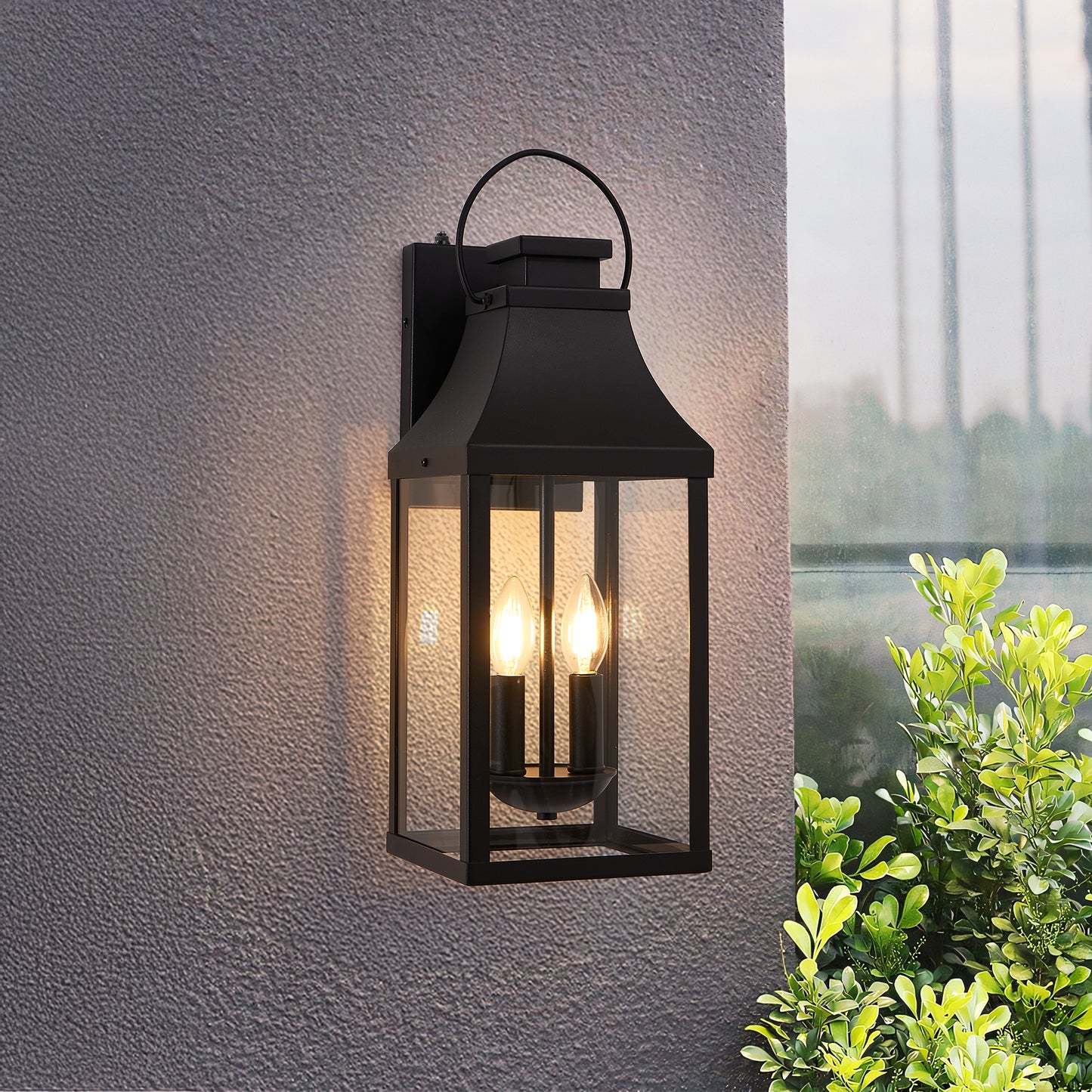 20-Inch Black LED Outdoor Wall Light with Dusk to Dawn Sensor - Waterproof Porch Sconce