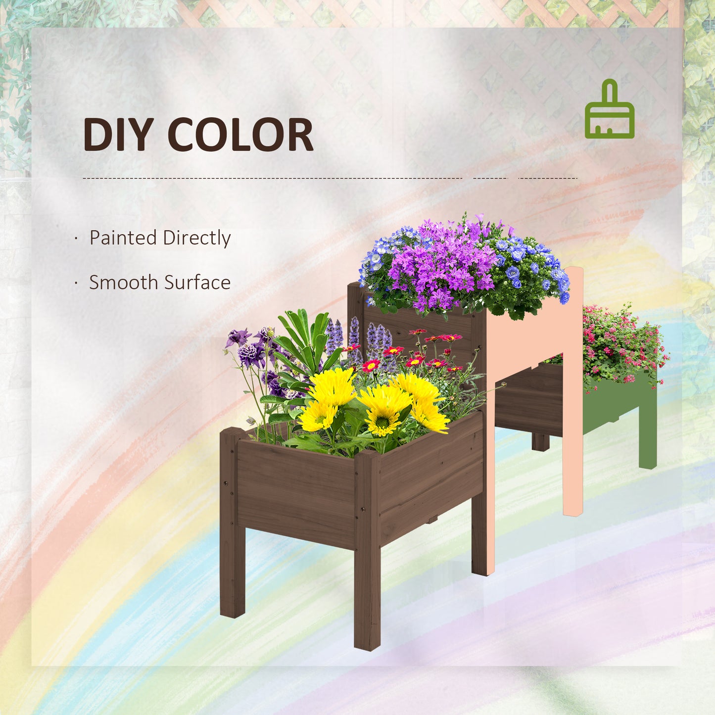 3-Tier Raised Garden Bed with 3 Planter Boxes - Outdoor Herb Vegetable Flower Garden