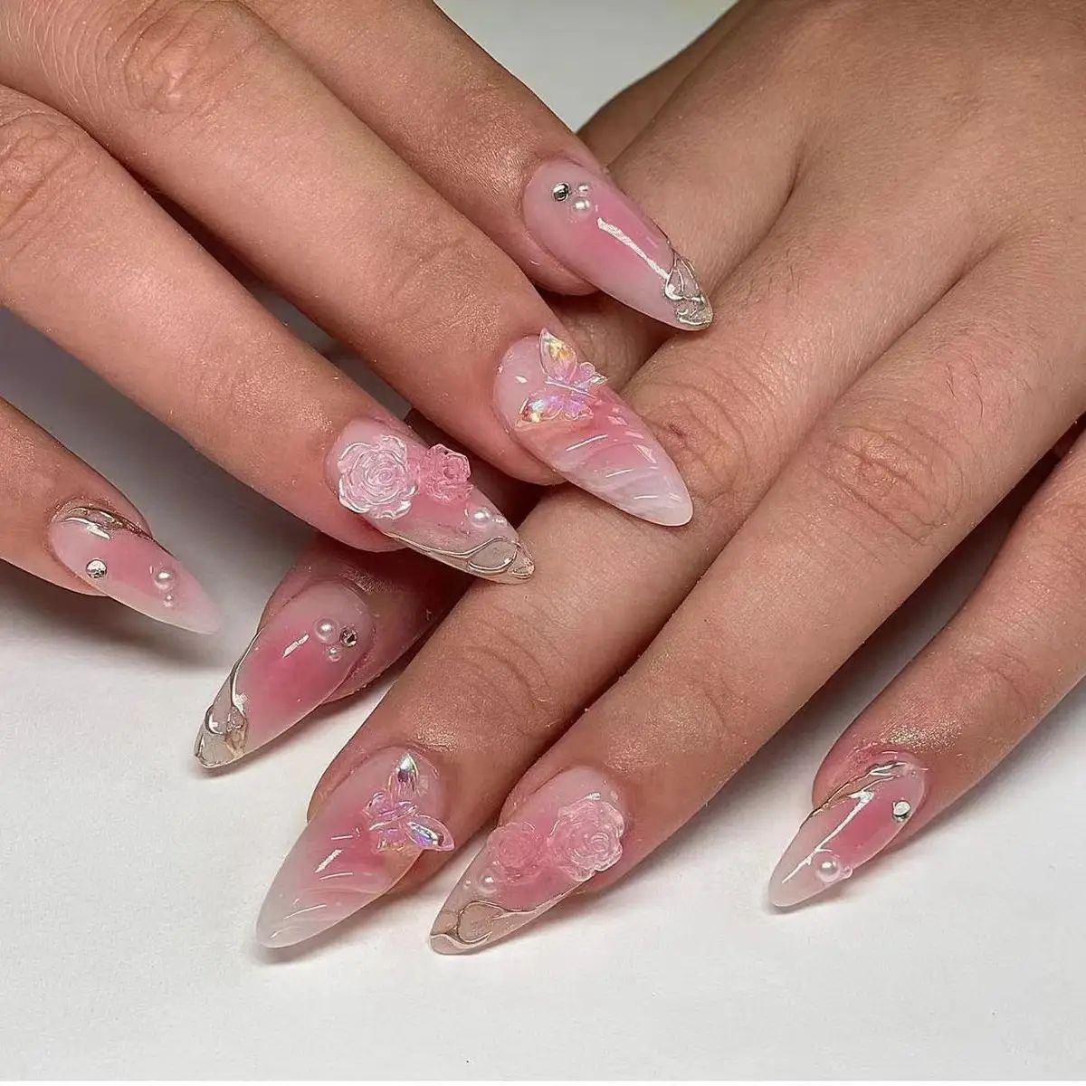 3D Rhinestone Fake Nails Set - Multiple Colors for Nail Art & Manicure