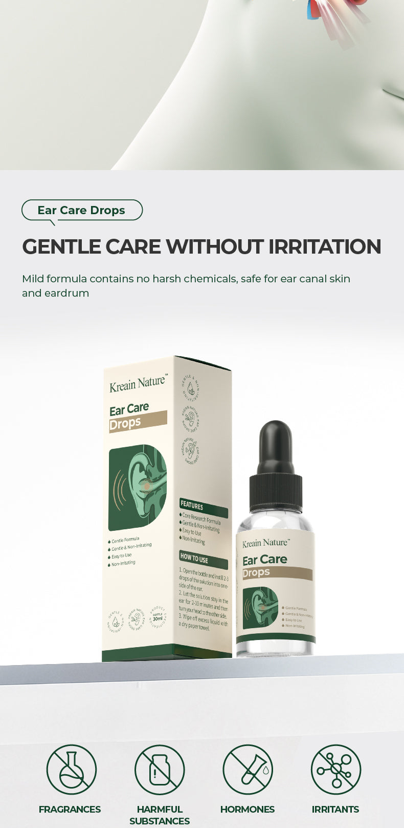 Nature Ear Care Drops - Gentle Non-Irritating Formula
