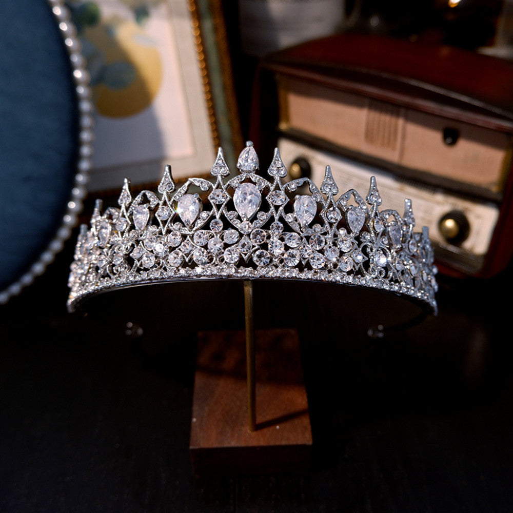 Zircon Bridal Crown - Silver Plated Tiara