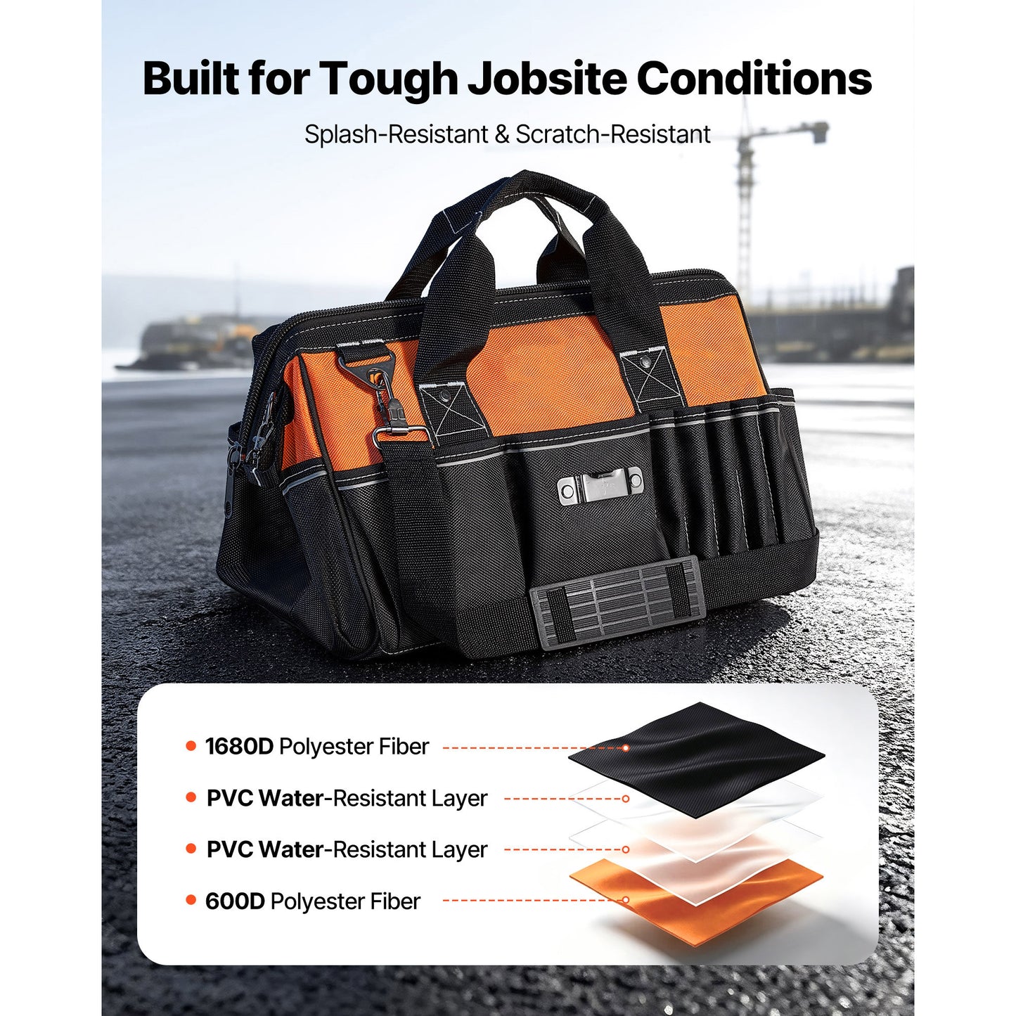 15.7-Inch Portable Tool Bag with 33 Pockets, Soft Handle & Adjustable Strap