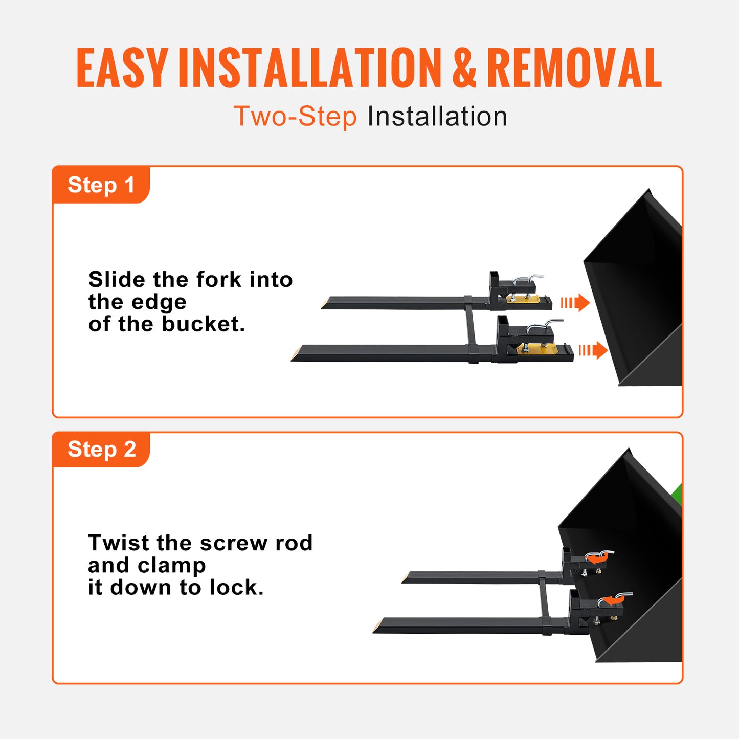 Heavy Duty Pallet Forks for Tractors and Loaders 60 Inch Clamp-On