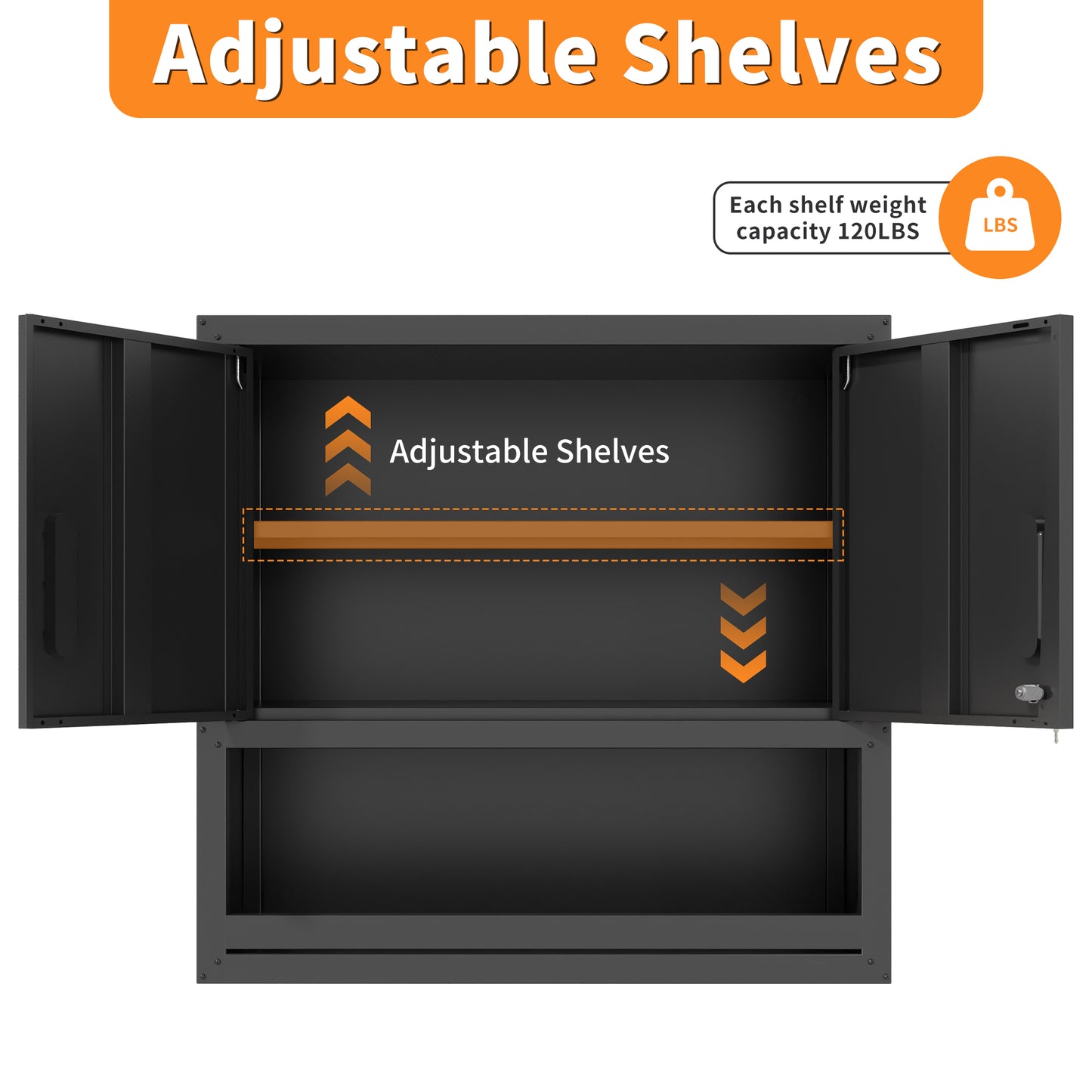 Metal Wall-Mounted Tool Storage Cabinet With Locking Door And 1 Shelf
