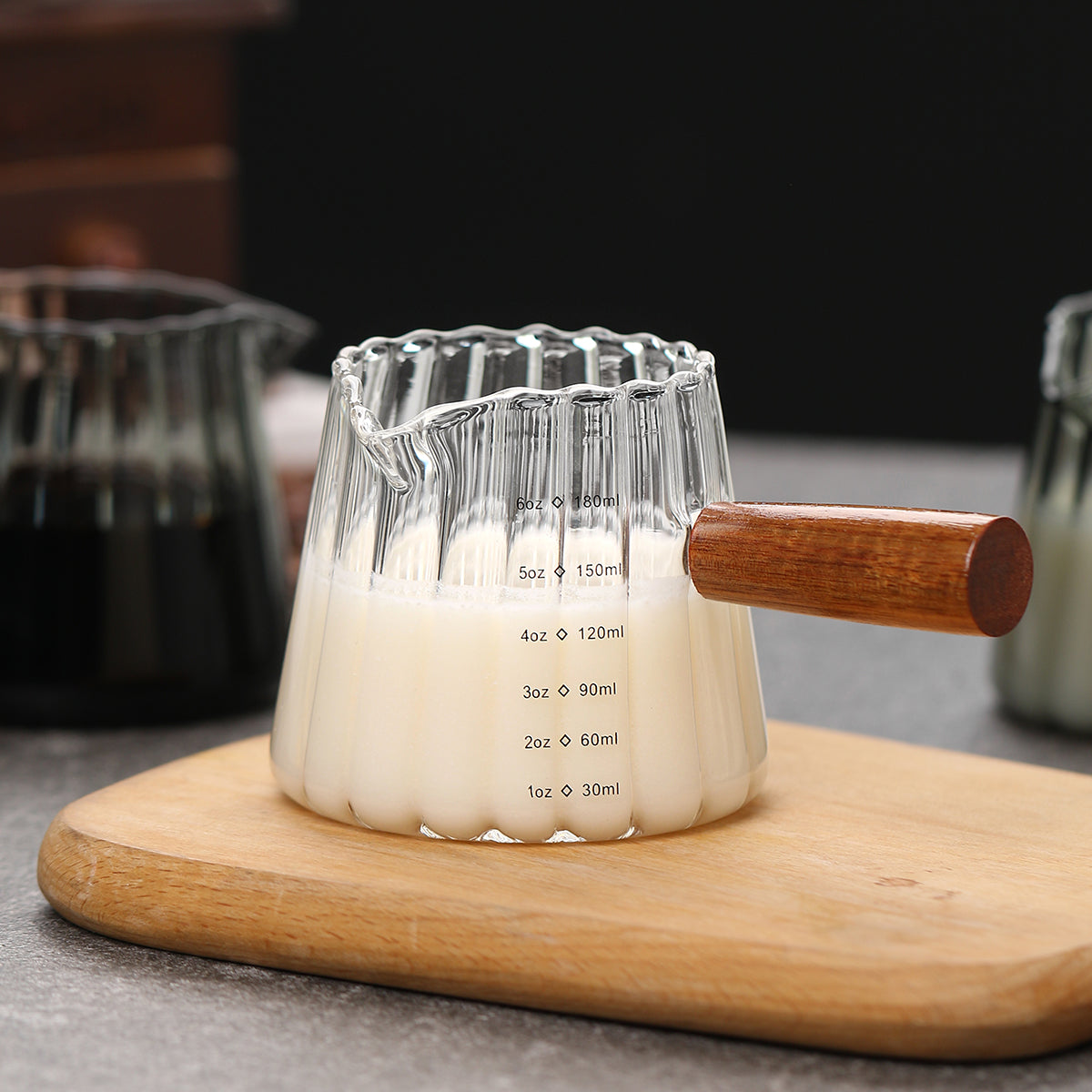180ml Mini Glass Coffee Cup with Wooden Handle